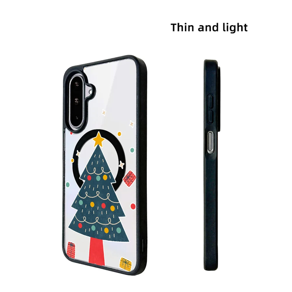 EYCASE For Samsung Galaxy A54 5G Christmas Series Magnetic Case  Pattern Print TPU + Acrylic Cover - Minimalist Christmas Tree - 6