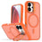 For iPhone 17 Case Foldable Kickstand Matte PC + TPU Phone Cover Compatible with MagSafe - Orange - 1