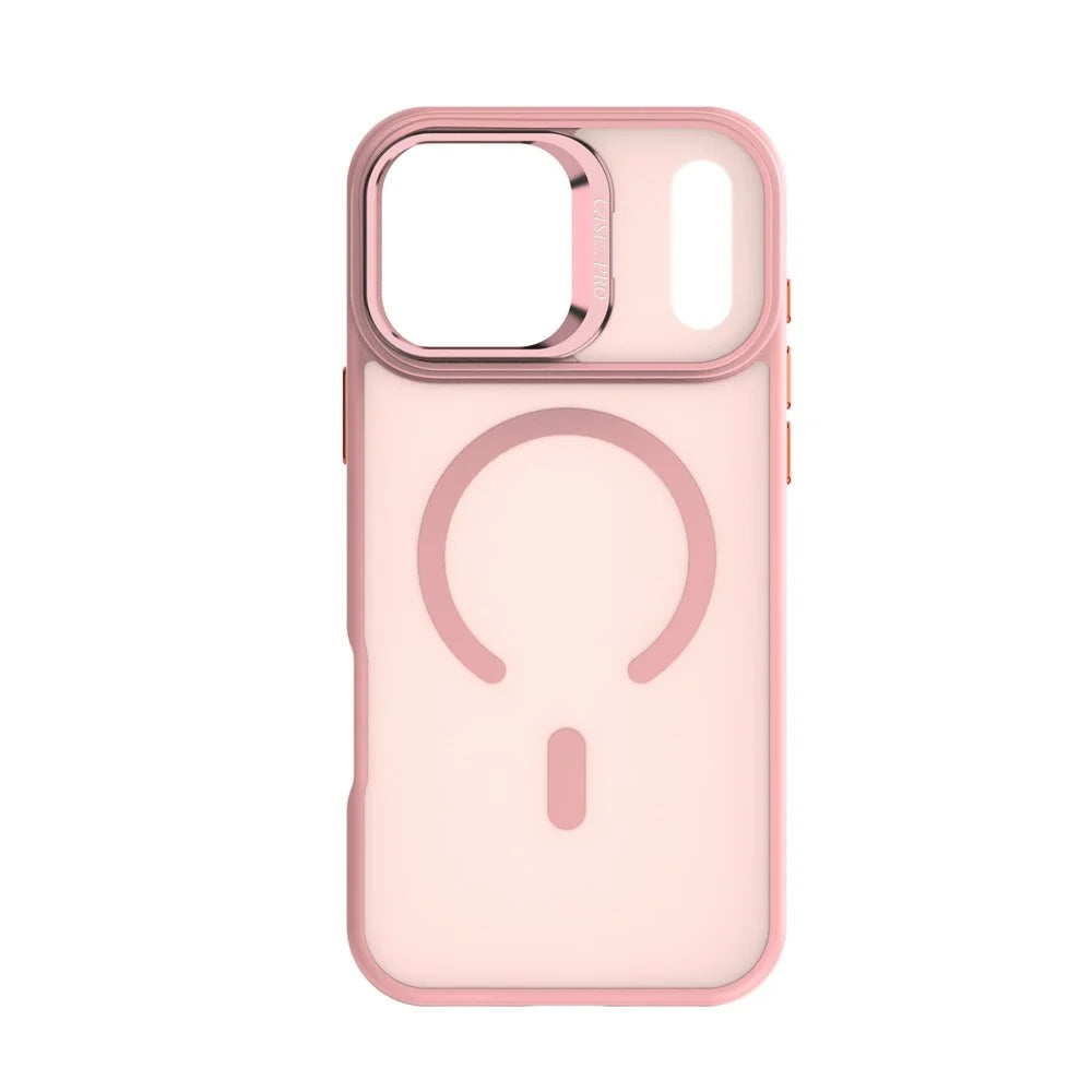For iPhone 17 Pro Case Foldable Kickstand Matte PC + TPU Phone Cover Compatible with MagSafe - Pink - 2