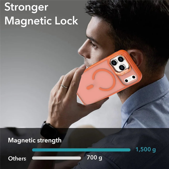 For iPhone 17 Pro Max Case Foldable Kickstand Matte PC + TPU Phone Cover Compatible with MagSafe - Orange - 4
