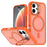 For iPhone 16 Case Foldable Kickstand Matte PC + TPU Phone Cover Compatible with MagSafe - Orange - 1