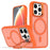 For iPhone 13 Pro Max Case Foldable Kickstand Matte PC + TPU Phone Cover Compatible with MagSafe - Orange - 1