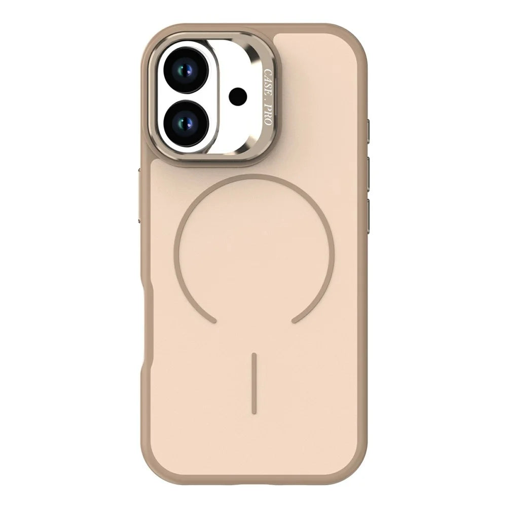 For iPhone 17 Case Compatible with MagSafe Skin-touch PC + TPU Phone Cover with Foldable Kickstand - Desert Gold - 2