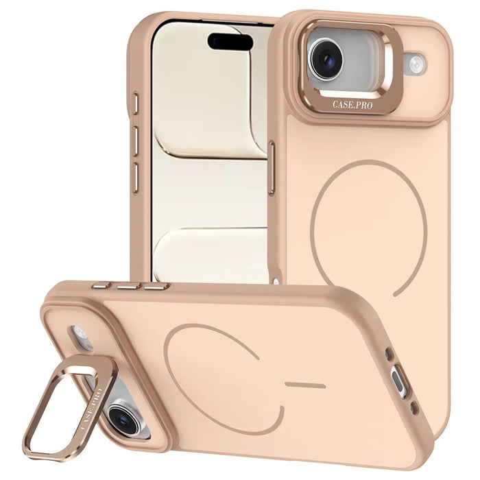 For iPhone Air Case Compatible with MagSafe Skin-touch PC + TPU Phone Cover with Foldable Kickstand - Desert Gold - 1