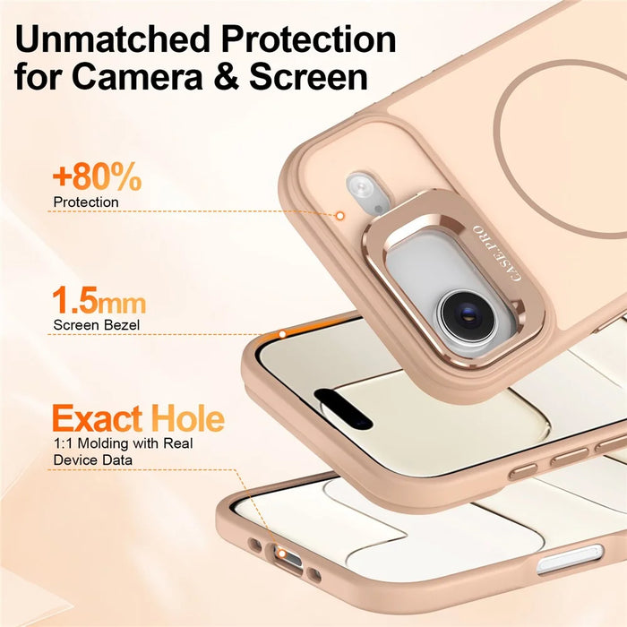 For iPhone Air Case Compatible with MagSafe Skin-touch PC + TPU Phone Cover with Foldable Kickstand - Desert Gold - 5
