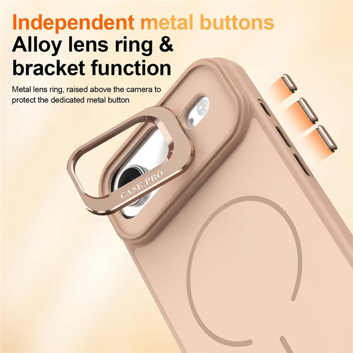 For iPhone Air Case Compatible with MagSafe Skin-touch PC + TPU Phone Cover with Foldable Kickstand - Desert Gold - 6