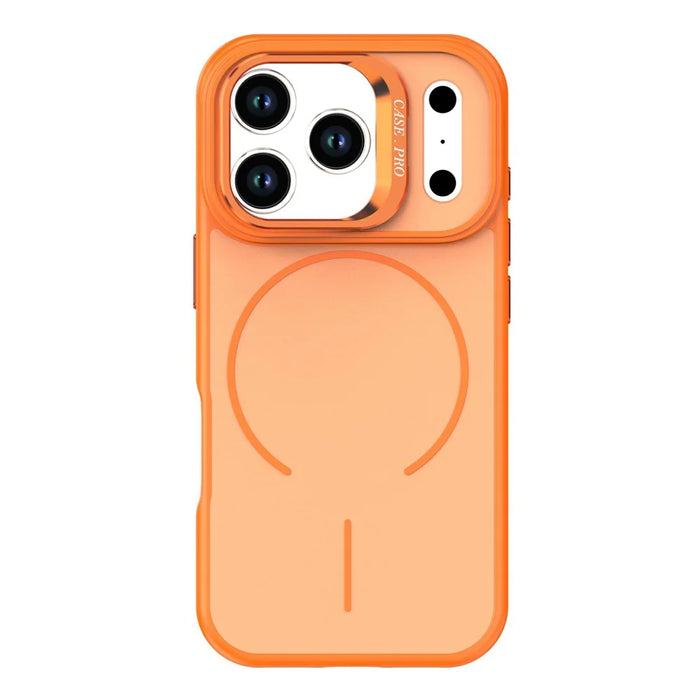 For iPhone 17 Pro Case Compatible with MagSafe Skin-touch PC + TPU Phone Cover with Foldable Kickstand - Orange - 2
