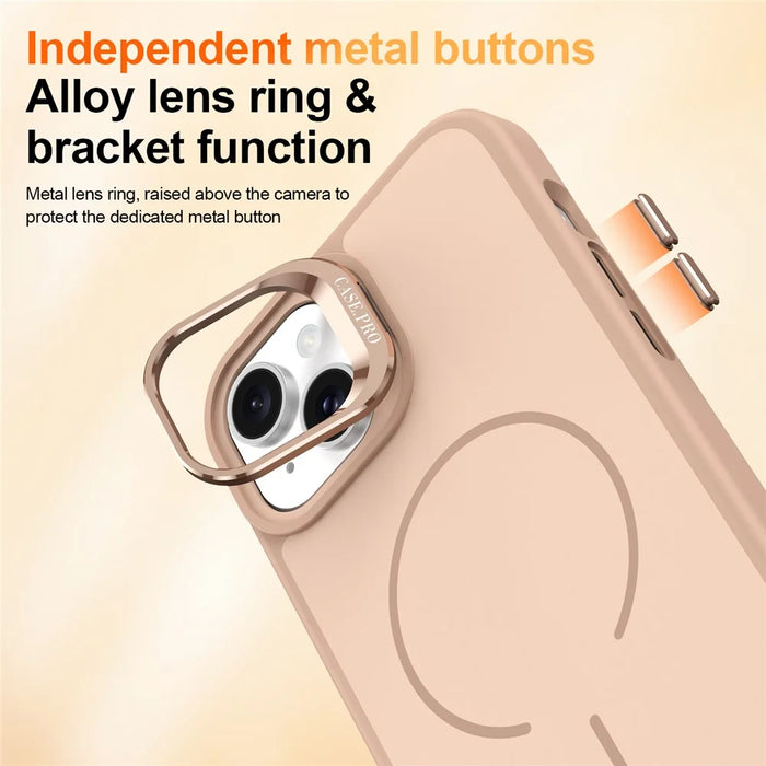For iPhone 14  /  13 Case Compatible with MagSafe Skin-touch PC + TPU Phone Cover with Foldable Kickstand - Desert Gold - 6