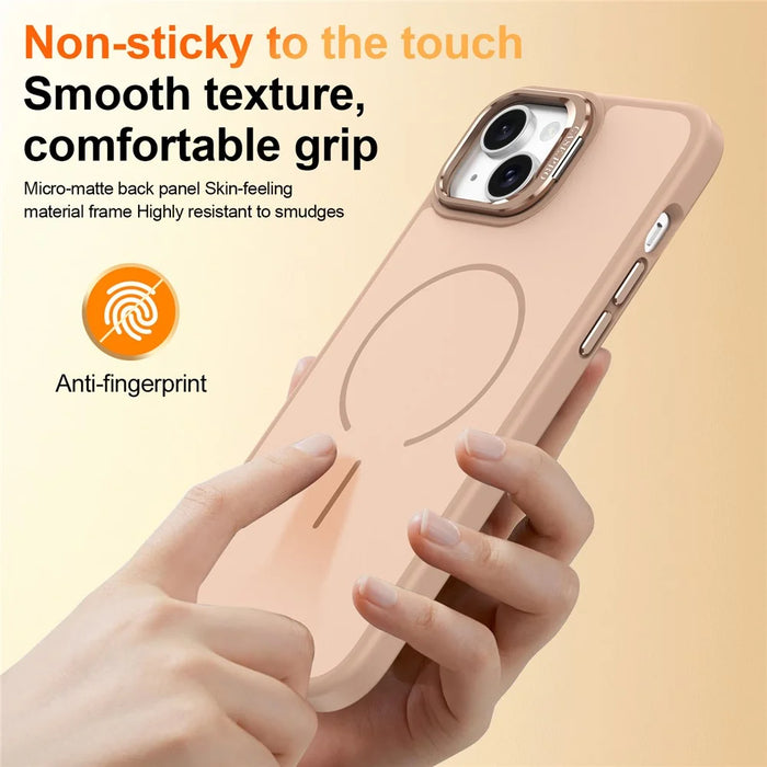 For iPhone 14  /  13 Case Compatible with MagSafe Skin-touch PC + TPU Phone Cover with Foldable Kickstand - Desert Gold - 7
