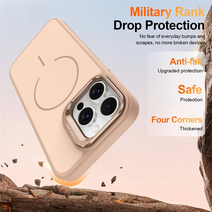 For iPhone 13 Pro Max Case Compatible with MagSafe Skin-touch PC + TPU Phone Cover with Foldable Kickstand - Desert Gold - 3