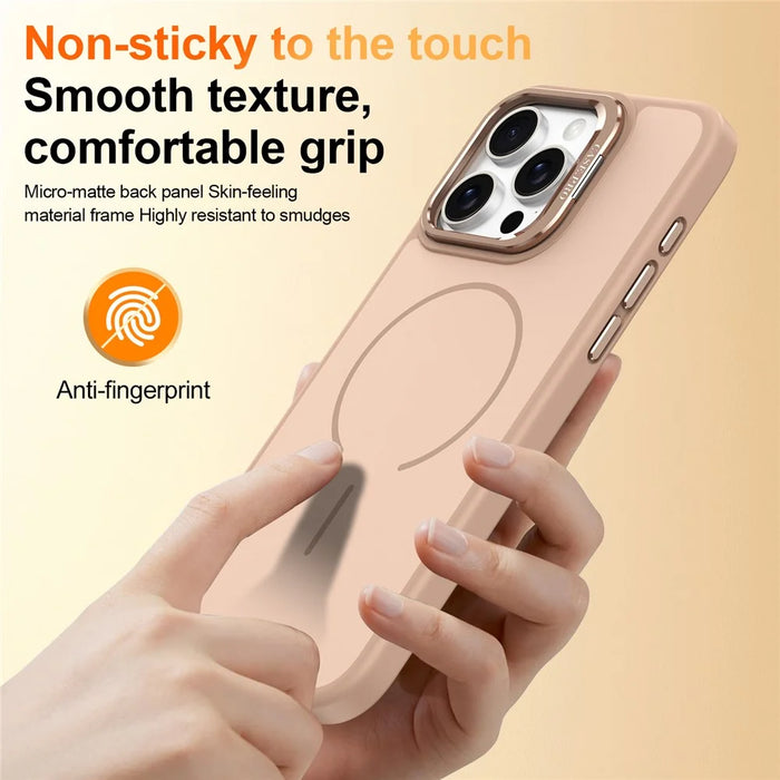 For iPhone 13 Pro Max Case Compatible with MagSafe Skin-touch PC + TPU Phone Cover with Foldable Kickstand - Desert Gold - 7