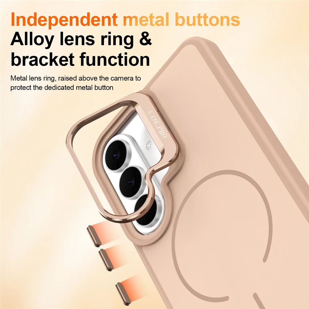 For Samsung Galaxy S26 Magnetic Case Skin-touch PC + TPU Phone Cover with Foldable Kickstand - Desert Gold - 6