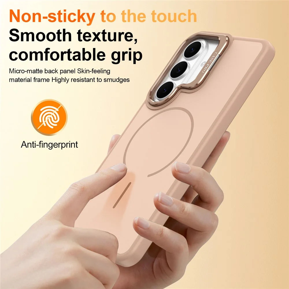 For Samsung Galaxy S26 Magnetic Case Skin-touch PC + TPU Phone Cover with Foldable Kickstand - Desert Gold - 7