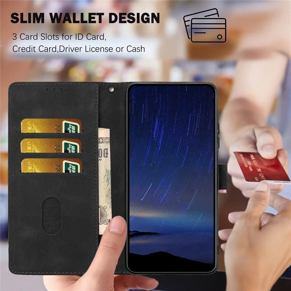 For Samsung Galaxy A37 5G Flip Case Cherry Blossom Pattern Leather Wallet Stand Phone Cover with Wrist Strap - Black - 7