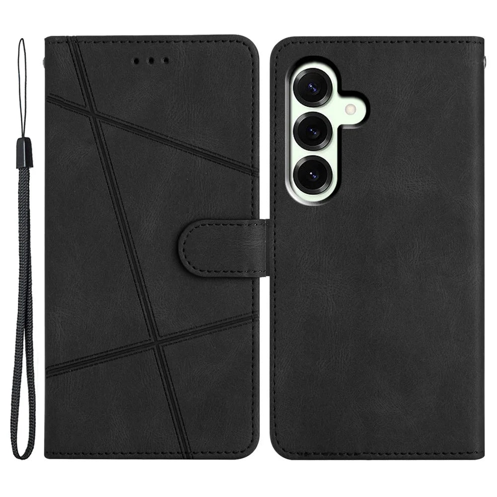 For Samsung Galaxy A57 5G Case Crazy Horse Texture PU Leather Wallet Stand Phone Cover - Black - 1