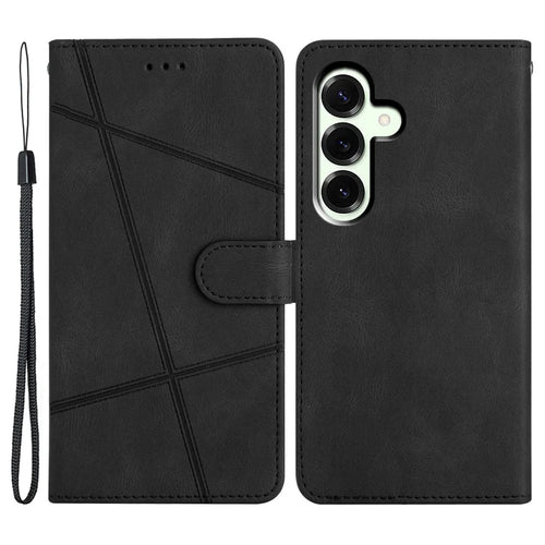 For Samsung Galaxy A57 5G Case Crazy Horse Texture PU Leather Wallet Stand Phone Cover - Black - 1