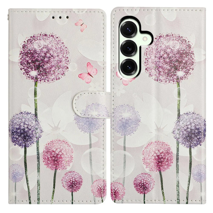 For Samsung Galaxy A37 5G Case Pattern Printing Wallet Stand Flip Leather Phone Cover with Strap - Dandelion - 1