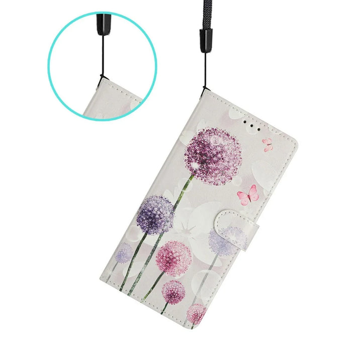 For Samsung Galaxy A37 5G Case Pattern Printing Wallet Stand Flip Leather Phone Cover with Strap - Dandelion - 5