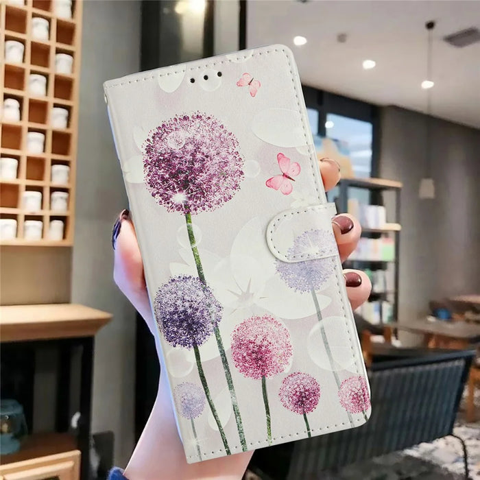 For Samsung Galaxy S26+ Case Pattern Printing Wallet Stand Flip Leather Phone Cover with Strap - Dandelion - 6