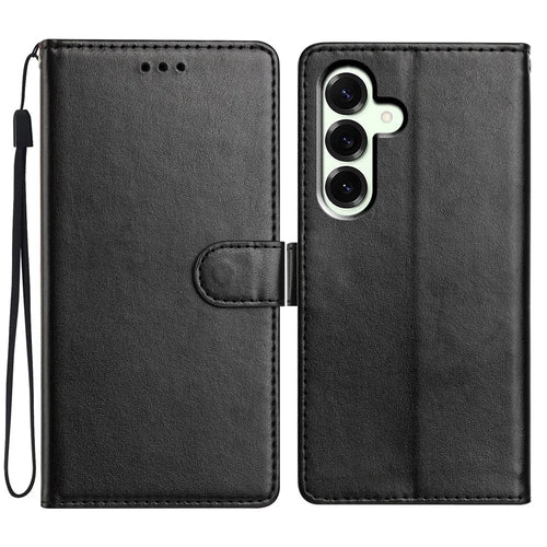 For Samsung Galaxy A57 5G Leather Case Wallet Stand Phone Cover with Handy Strap - Black - 1