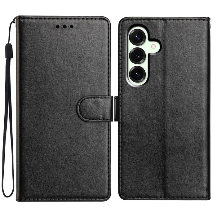 For Samsung Galaxy A57 5G Leather Case Wallet Stand Phone Cover with Handy Strap - Black - 1