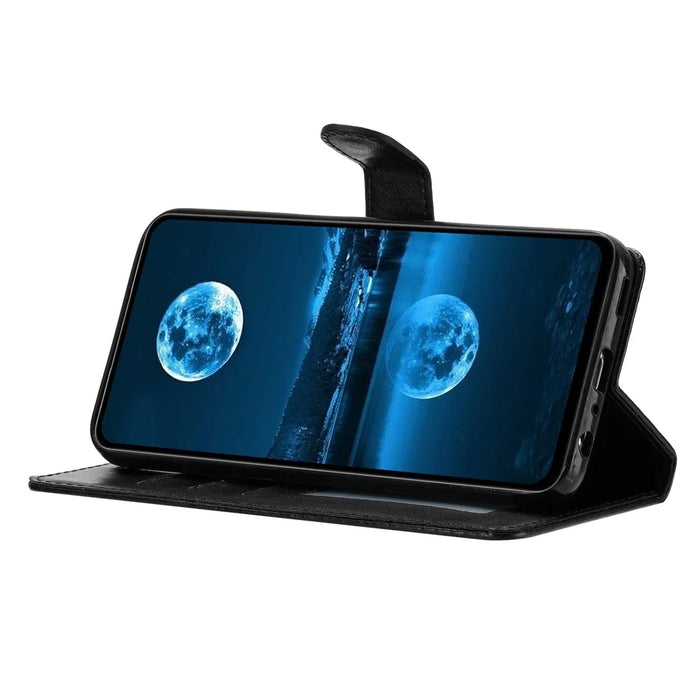 For Samsung Galaxy A57 5G Leather Case Wallet Stand Phone Cover with Handy Strap - Black - 2