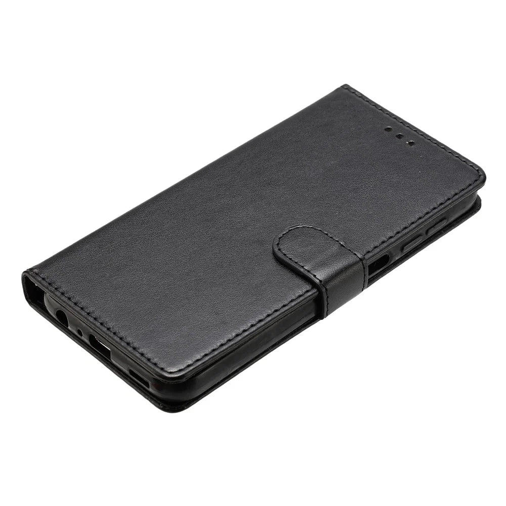 For Samsung Galaxy S26+ Leather Case Wallet Stand Phone Cover with Handy Strap - Black - 4