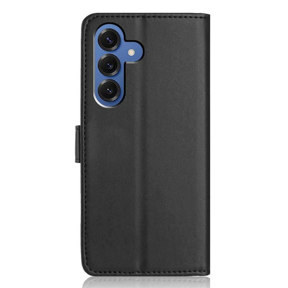 For Samsung Galaxy S26+ Wallet Case with Strap   /   Multiple Card Slots Solid Color Leather Stand Phone Cover - Black - 6