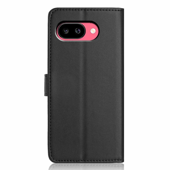 For Google Pixel 10a Wallet Case with Strap   /   Multiple Card Slots Solid Color Leather Stand Phone Cover - Black - 7