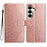 For Samsung Galaxy A37 5G Leather Case with Card Slots Mandala Pattern Phone Cover Stand - Rose Gold - 1