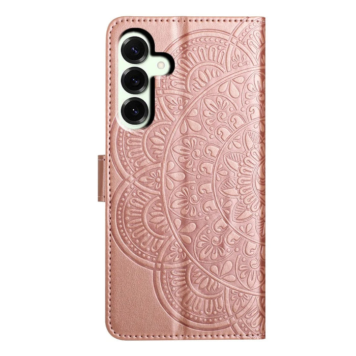 For Samsung Galaxy A37 5G Leather Case with Card Slots Mandala Pattern Phone Cover Stand - Rose Gold - 7