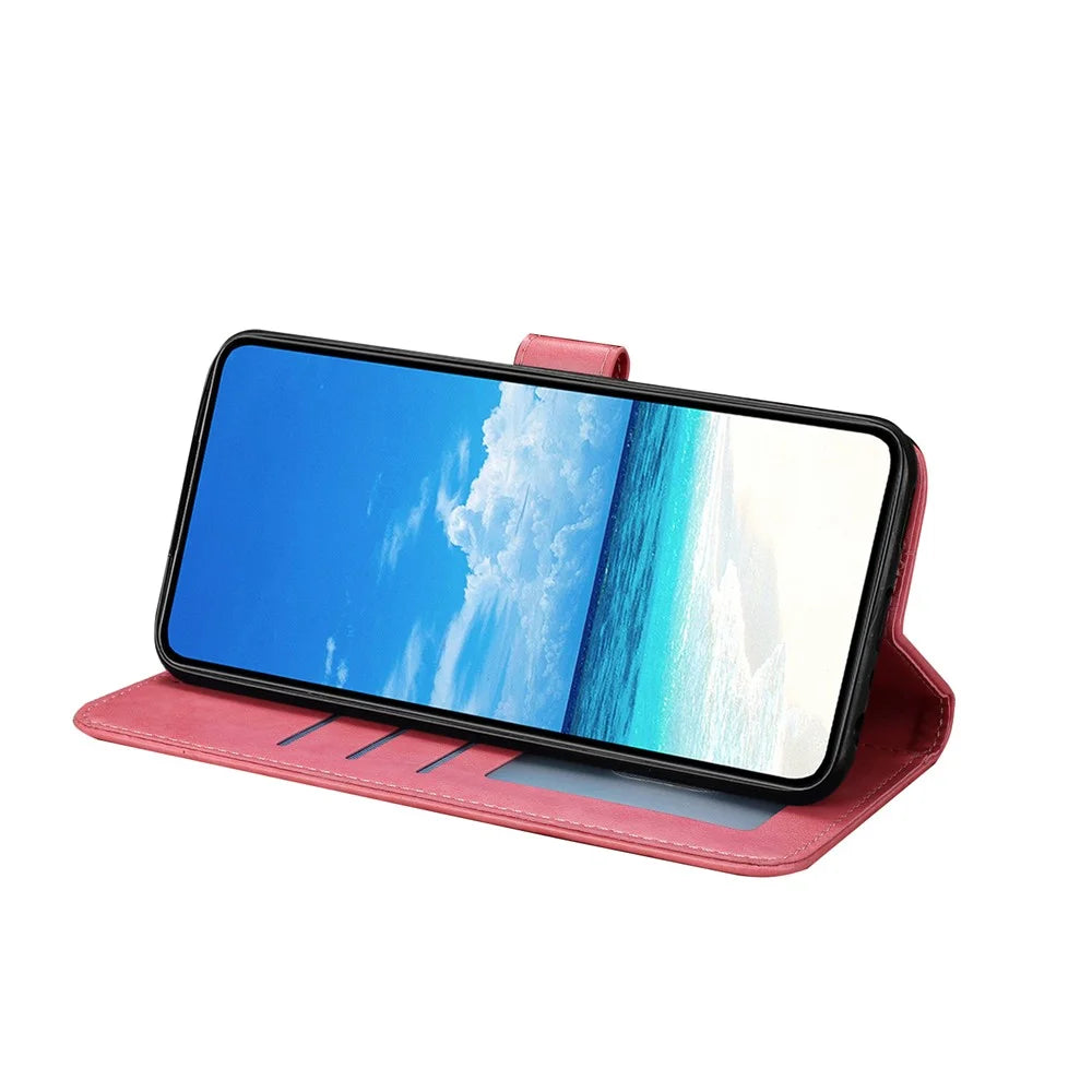 For Samsung Galaxy A27 5G Case Butterfly Imprinted Wallet Stand PU Leather Flip Phone Cover with Strap - Rose - 2