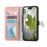 For iPhone 17e / 16e Stand Case Leaf Shape Magnetic Clasp Leather Phone Cover with Hand Strap - Rose Gold - 2