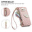 For iPhone 17e / 16e Stand Case Leaf Shape Magnetic Clasp Leather Phone Cover with Hand Strap - Rose Gold - 5