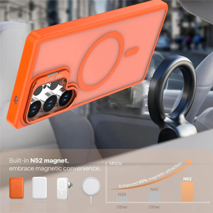 For Samsung Galaxy S26 Ultra Case Foldable Kickstand Matte PC + TPU Phone Cover Magnetic Case - Orange - 5