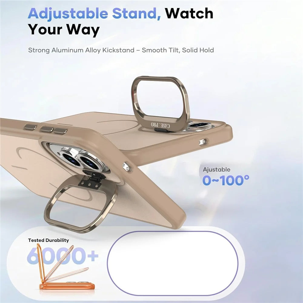 For Samsung Galaxy S25 Edge Case Skin-touch PC + TPU Magnetic Phone Cover with Lens Frame Kickstand - Desert Gold - 6