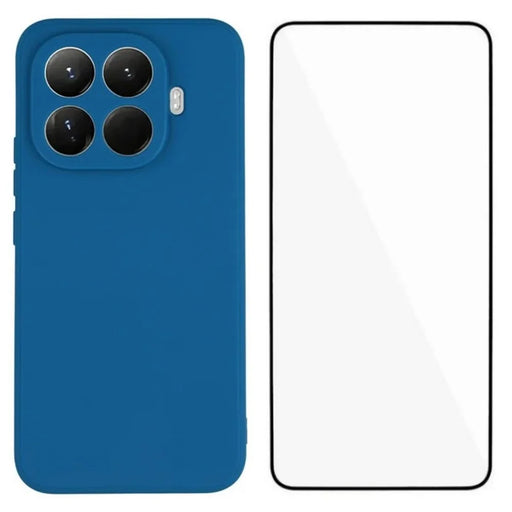 WANLONFENG ZB Series For Xiaomi 15T Pro Case Precise Cutouts Straight Edge TPU Phone Cover with Tempered Glass Film - Sapphire - 1
