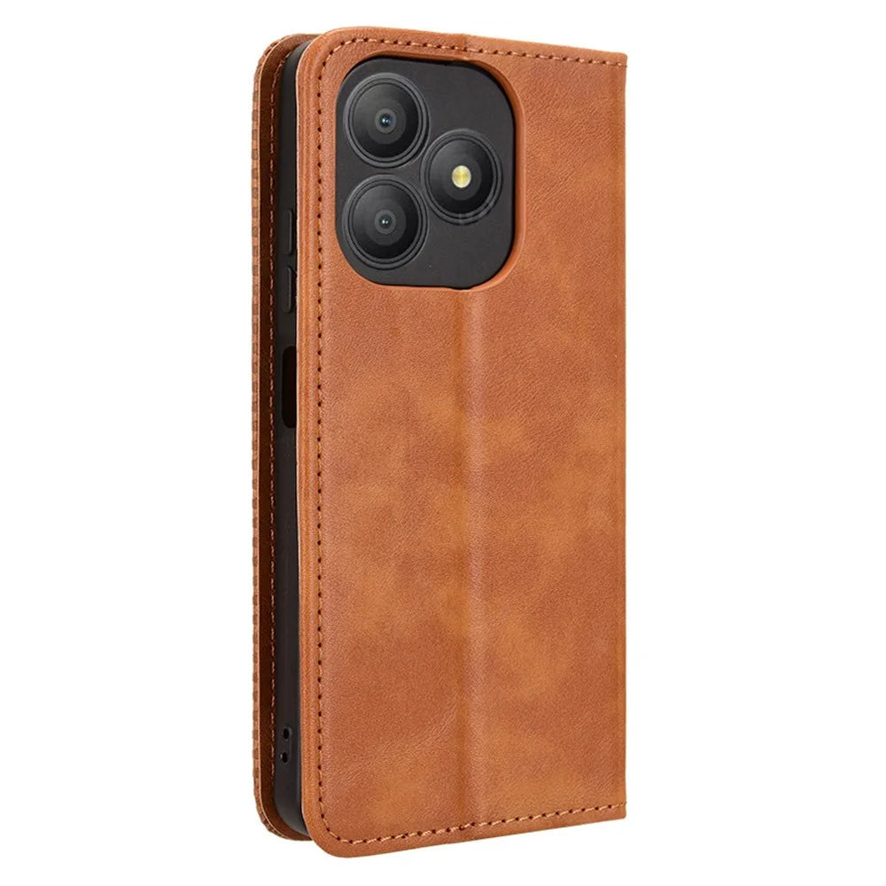 For Blackview Wave 9C Leather Case Wallet Stand Retro Texture Phone Cover - Brown - 7