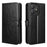 For Blackview Wave 9C PU Leather Case with Strap Crazy Horse Texture Phone Wallet Cover - Black - 1