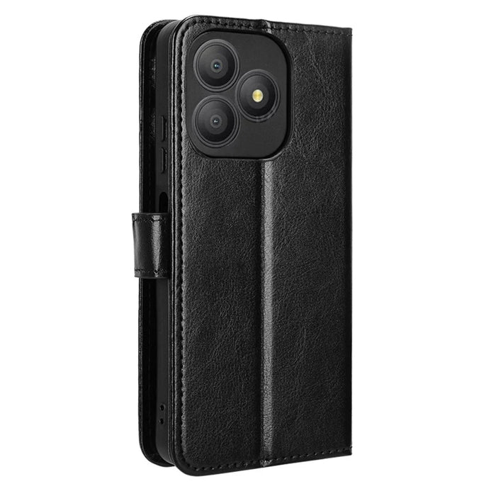 For Blackview Wave 9C PU Leather Case with Strap Crazy Horse Texture Phone Wallet Cover - Black - 6
