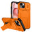 For iPhone 15 Case PC + TPU Kickstand Camera Slider Phone Cover Compatible with MagSafe - Orange - 1