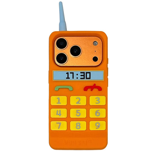 For iPhone 18 Pro Max / 17 Pro Max Silicone Case Cute Orange Telephone Design Shockproof Phone Back Cover - 1