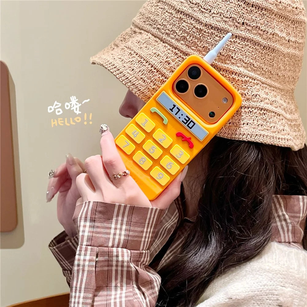 For iPhone 18 Pro Max / 17 Pro Max Silicone Case Cute Orange Telephone Design Shockproof Phone Back Cover - 4