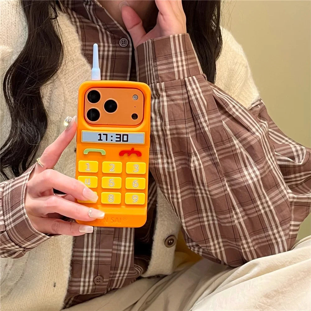 For iPhone 18 Pro Max / 17 Pro Max Silicone Case Cute Orange Telephone Design Shockproof Phone Back Cover - 6