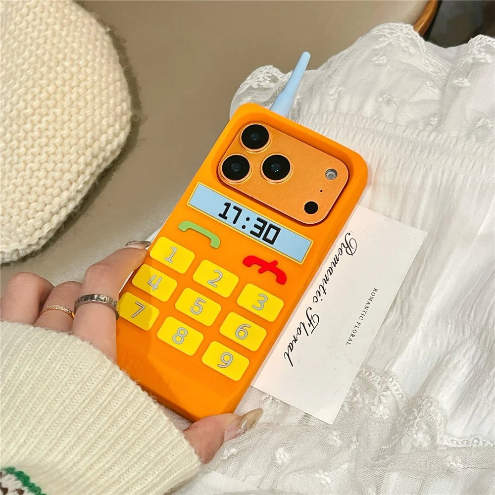 For iPhone 18 Pro Max / 17 Pro Max Silicone Case Cute Orange Telephone Design Shockproof Phone Back Cover - 7