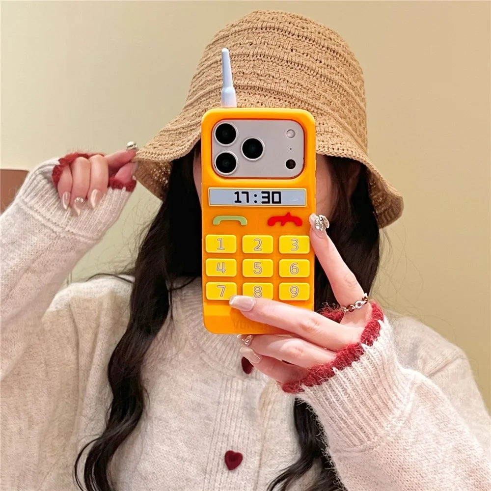 For iPhone 18 Pro / 17 Pro Silicone Case Cute Orange Telephone Design Shockproof Phone Back Cover - 5