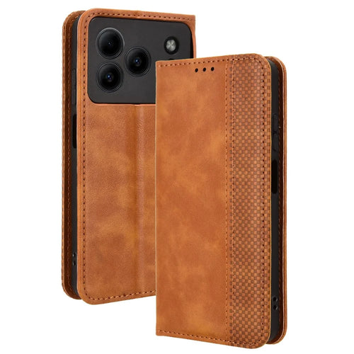 Leather Case for Doogee Note 56 / Note 56 Pro / Note 56 Plus Wallet Stand Retro Texture Phone Cover - Brown - 1
