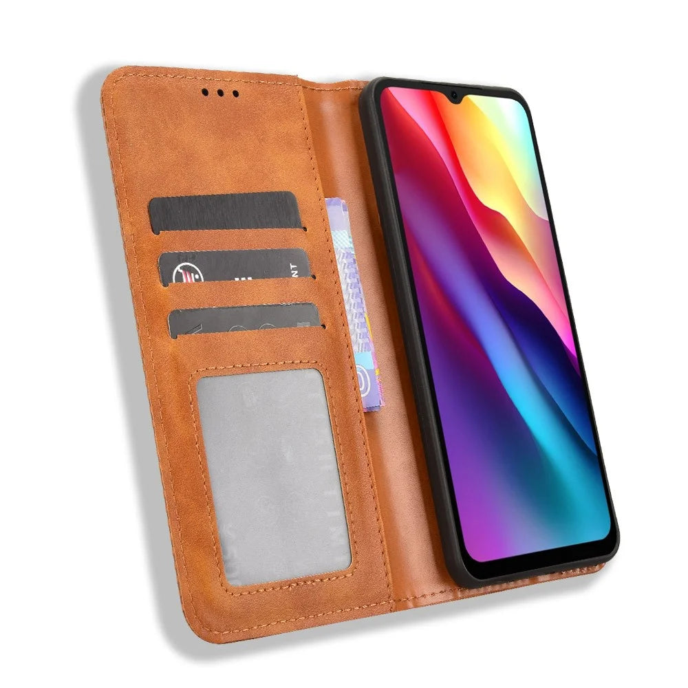 Leather Case for Doogee Note 56 / Note 56 Pro / Note 56 Plus Wallet Stand Retro Texture Phone Cover - Brown - 2