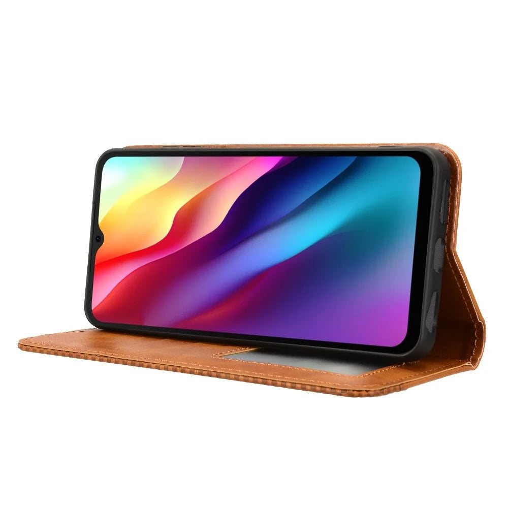 Leather Case for Doogee Note 56 / Note 56 Pro / Note 56 Plus Wallet Stand Retro Texture Phone Cover - Brown - 3