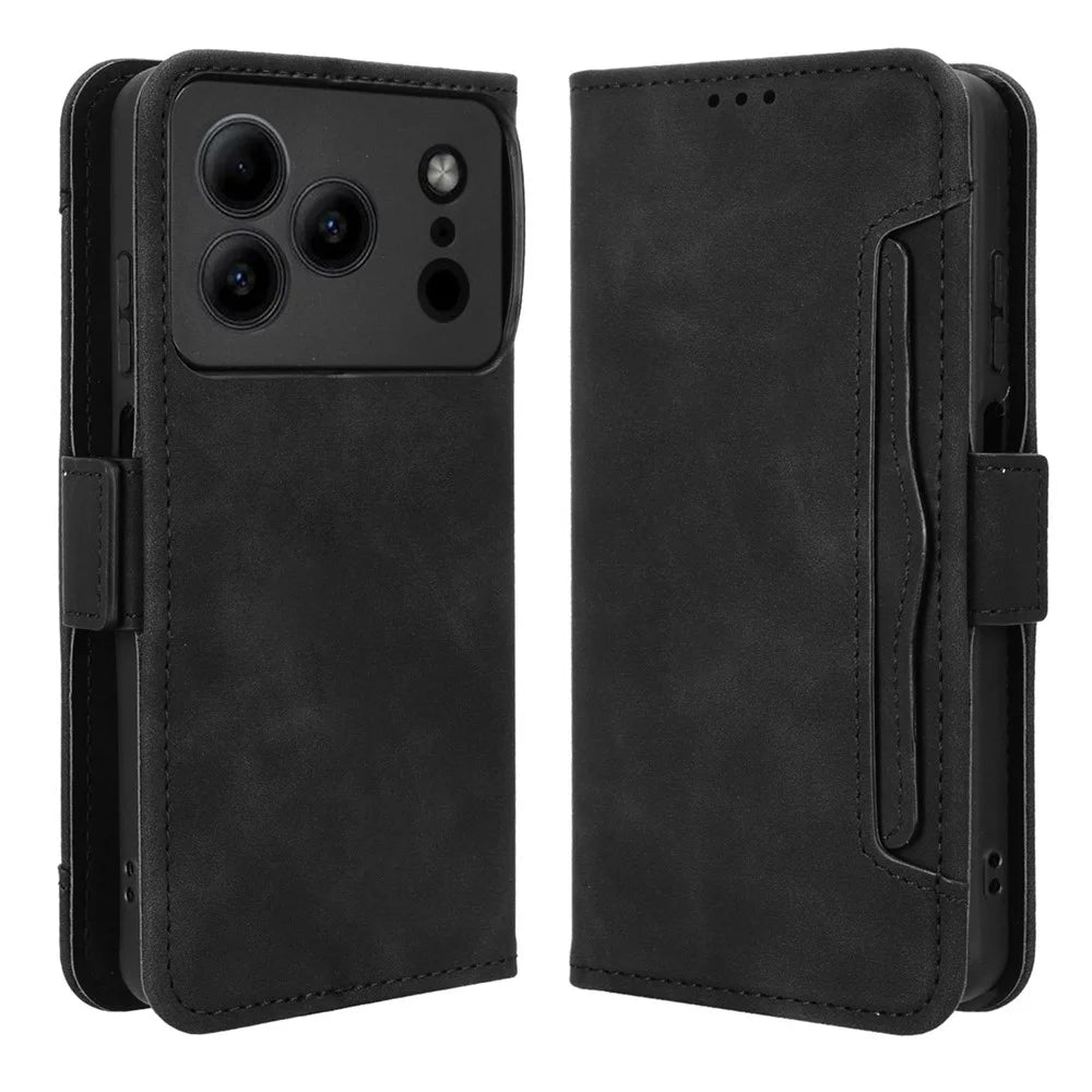 Leather Case for Doogee Note 56 / Note 56 Pro / Note 56 Plus Phone Wallet Cover with Multiple Card Slots - Black - 1